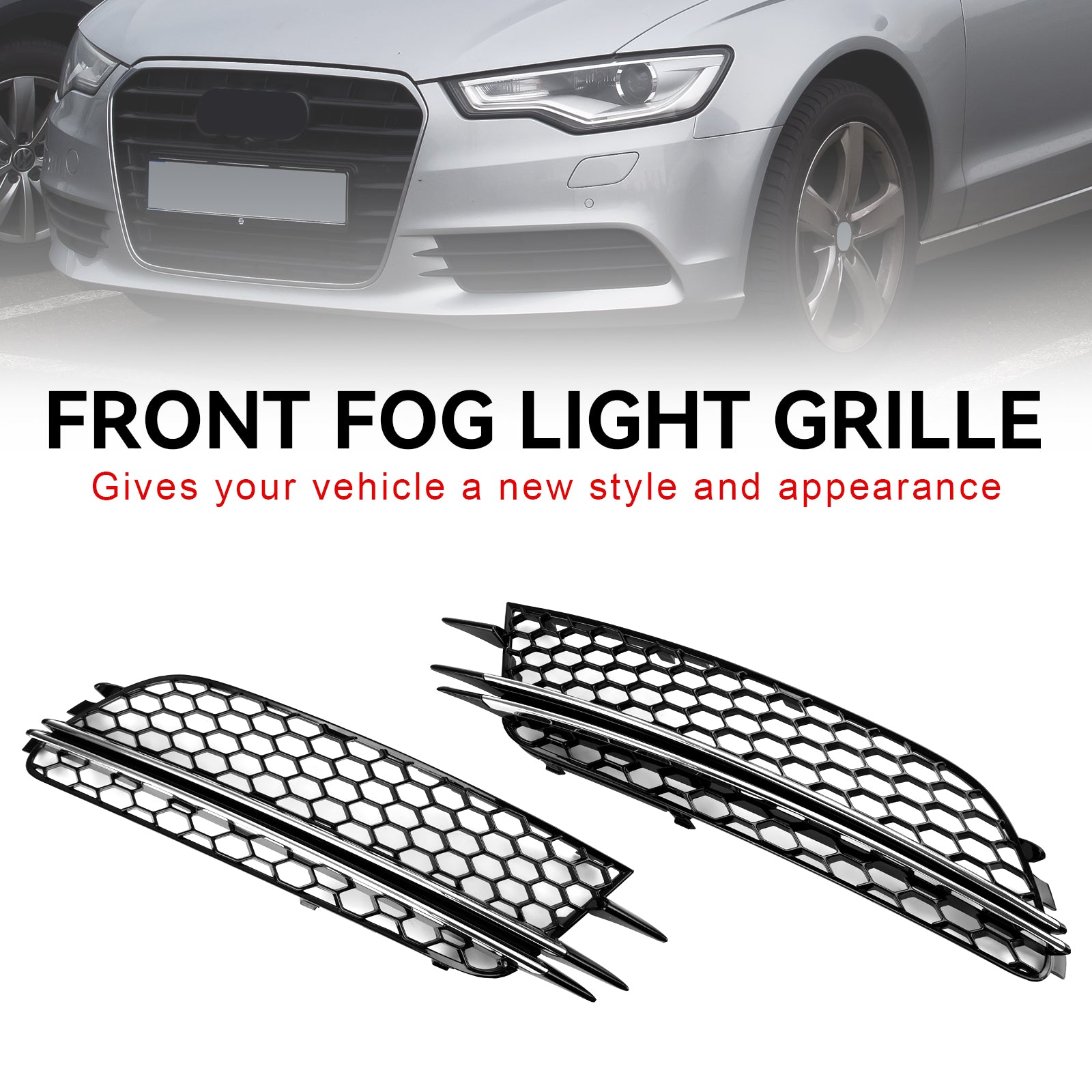 Audi 2012-2015 A6 4G C7 Sedan/Avant Standard Version 2PCS Front Fog Light Cover Bezel Grille