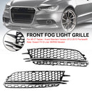 Audi 2012-2015 A6 C7 2PCS Front Fog Light Cover Bezel Black Chrome Grille-39