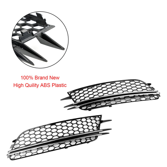 Audi 2012-2015 A6 C7 2PCS Front Fog Light Cover Bezel Black Chrome Grille