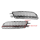 Audi 2012-2015 A6 C7 2PCS Front Fog Light Cover Bezel Black Chrome Grille-26