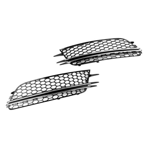 Audi 2012-2015 A6 C7 2PCS Front Fog Light Cover Bezel Black Chrome Grille