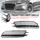 Audi 2012-2015 A6 C7 2PCS Front Fog Light Cover Bezel Black Chrome Grille-43