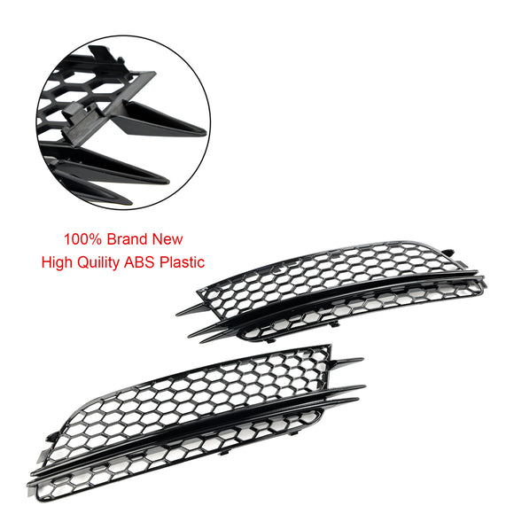 Audi 2012-2015 A6 C7 2PCS Front Fog Light Cover Bezel Black Chrome Grille