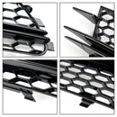 Audi 2012-2015 A6 C7 2PCS Front Fog Light Cover Bezel Black Chrome Grille-44