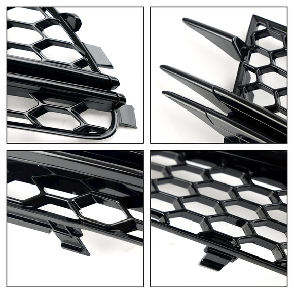 Audi 2012-2015 A6 C7 2PCS Front Fog Light Cover Bezel Black Chrome Grille