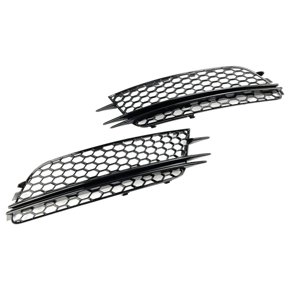 Audi 2012-2015 A6 C7 2PCS Front Fog Light Cover Bezel Black Chrome Grille