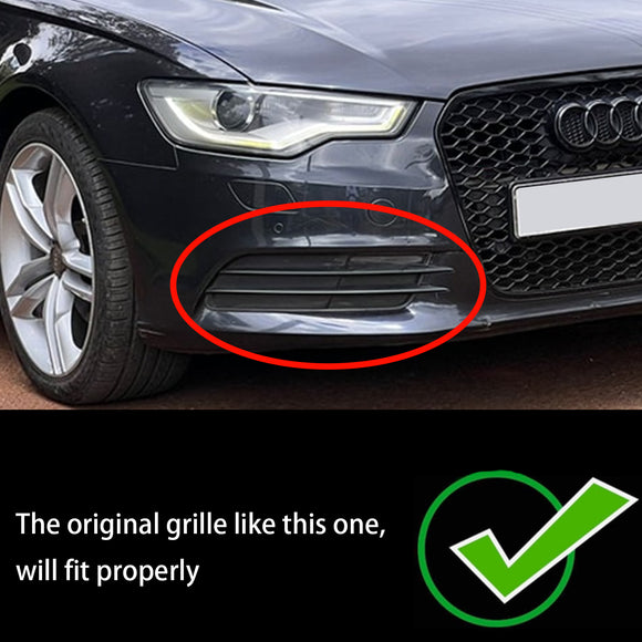 2012-2015 Audi A6 C7 Pre-Facelift Honycomb Lower Grille 2PCS Front Bumper Fog Light Black Cover Grill