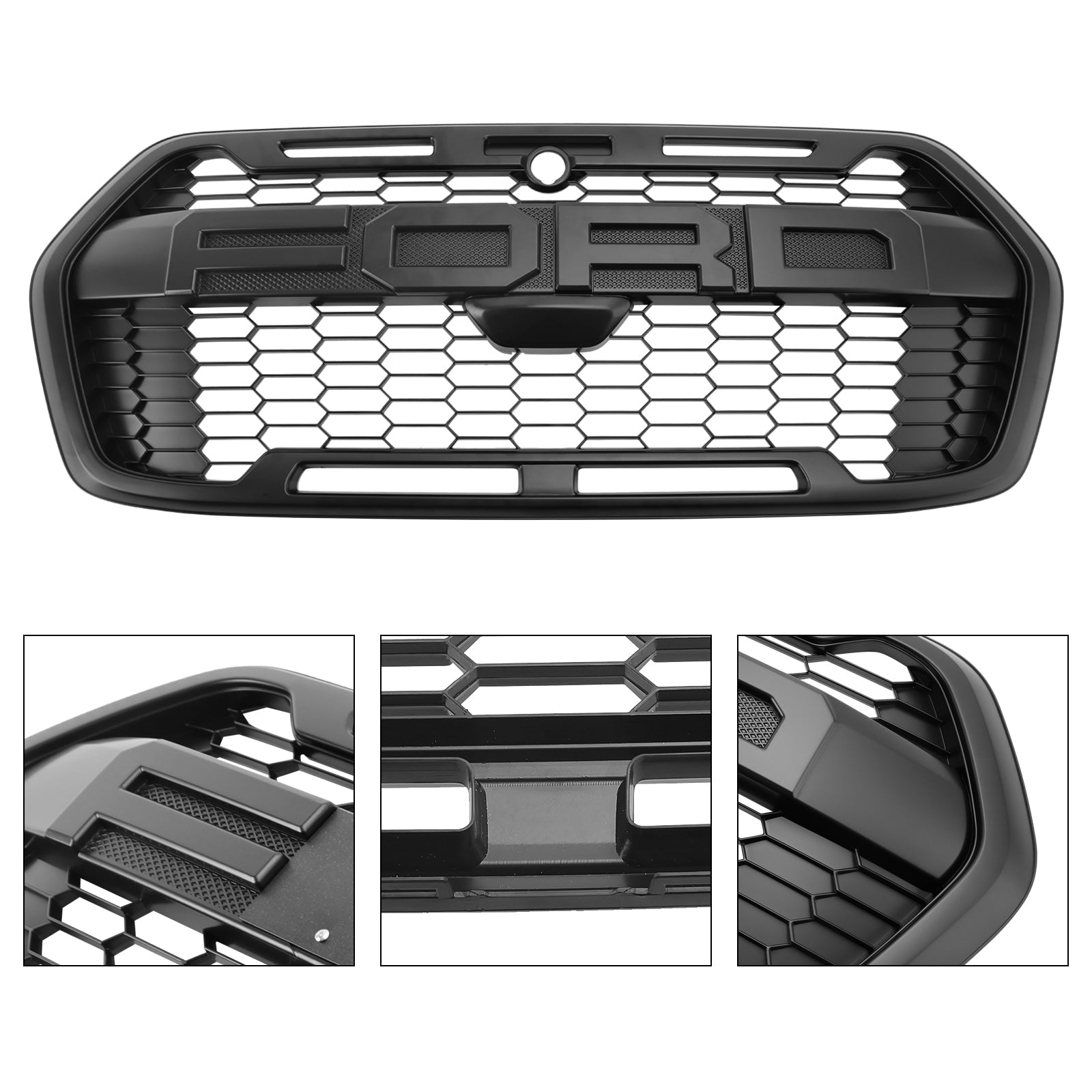 Reemplazo de rejilla de parachoques delantero estilo Raptor Trail para Ford Transit MK8 2019-2024, color negro mate