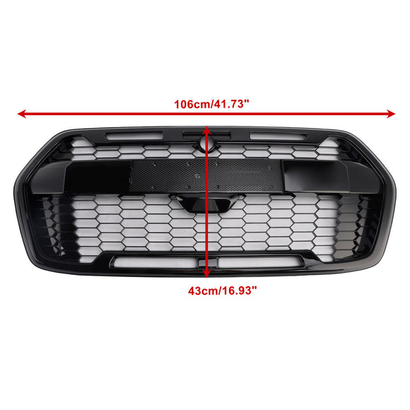 Raptor Grille | Ford Transit MK8 | 2020-2026 | Gloss Black | Front Bumper Honeycomb Grill With FORD Letter