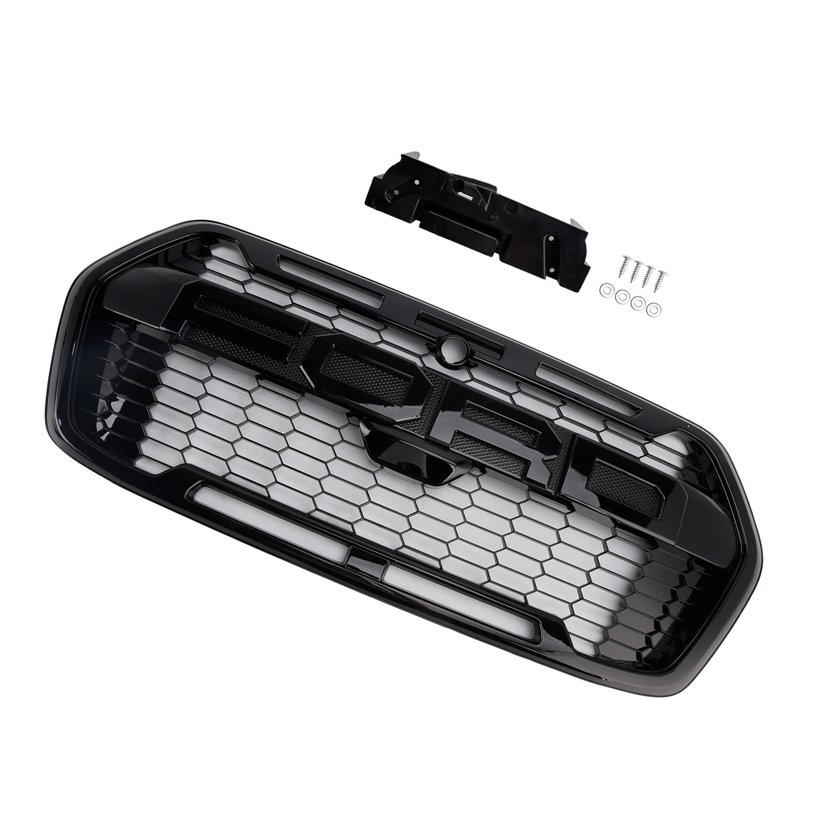Raptor Grille | Ford Transit Mk8 | 2020-2025 | Mate/negro brillo | Grill de panal del parachoques delantero con letra