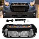 2019-2026 Ford Transit MK8 Raptor Style Grille Glanzend zwarte voorbumper vervangende grill met LED-licht-2
