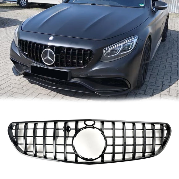 Mercedes Benz Classe S 2015-2017 W217 Grille de pare-chocs avant de remplacement pour S63 AMG Coupé, calandre noire de style GTR