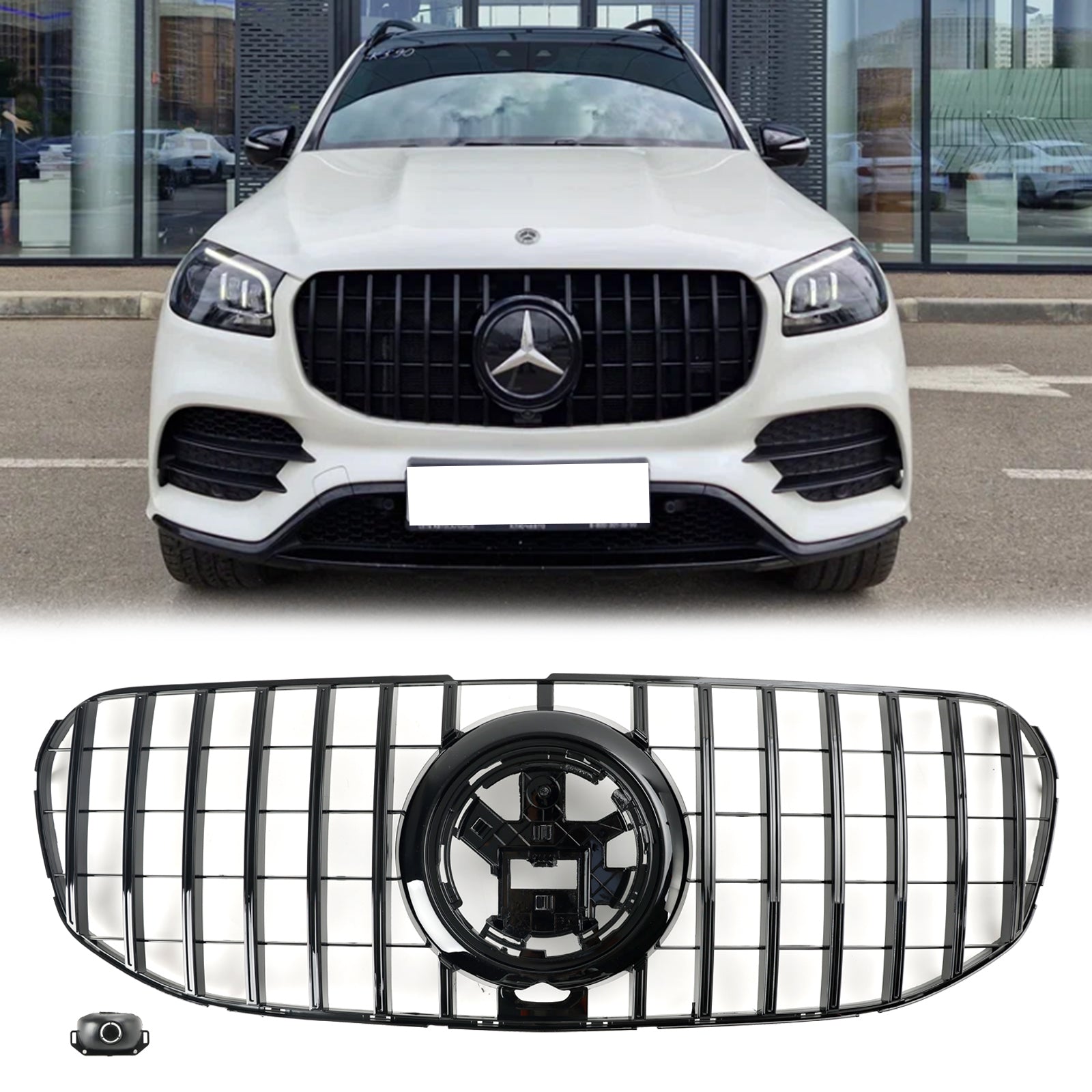 Grille de pare-chocs avant noire de style GT pour Mercedes Benz Classe GLS X167 GLS450/580/63 AMG 2020-2023