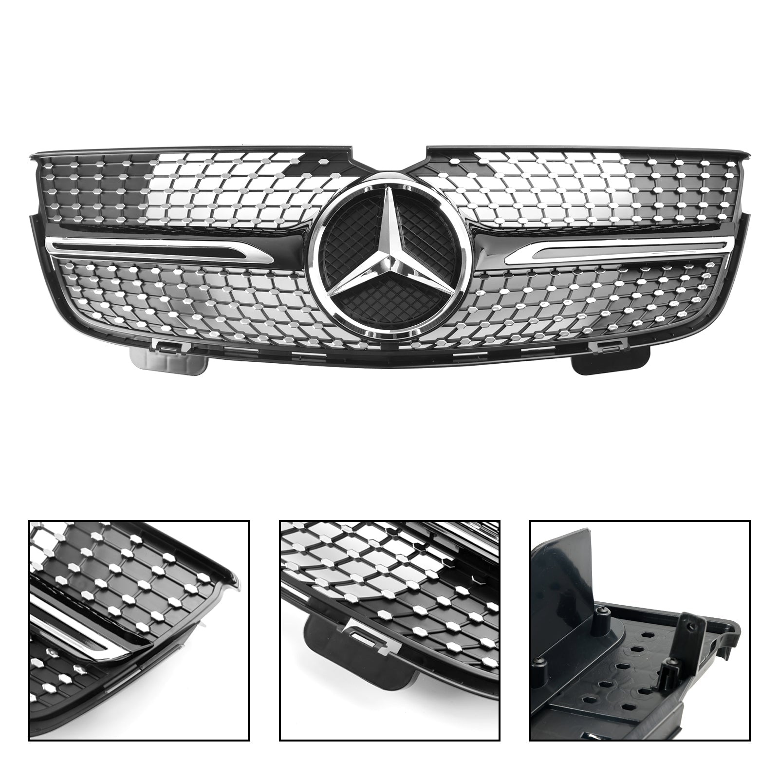 Grille de pare-chocs avant en diamant chromé Mercedes Benz 2007-2009 Classe GL X164 GL320 GL450 GL350