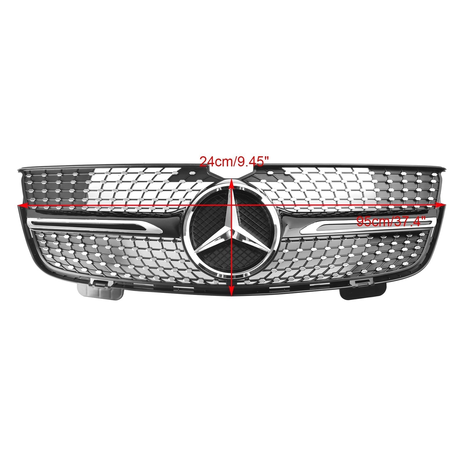 Grille de pare-chocs avant en diamants chromés Mercedes Benz 2007-2009 Classe GL X164 GL350 - 0