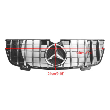 Mercedes Benz GL-Class X164 GL320 2007-2009 GT Grade do para-choque dianteiro Estilo GTR Grade preta cromada - 0