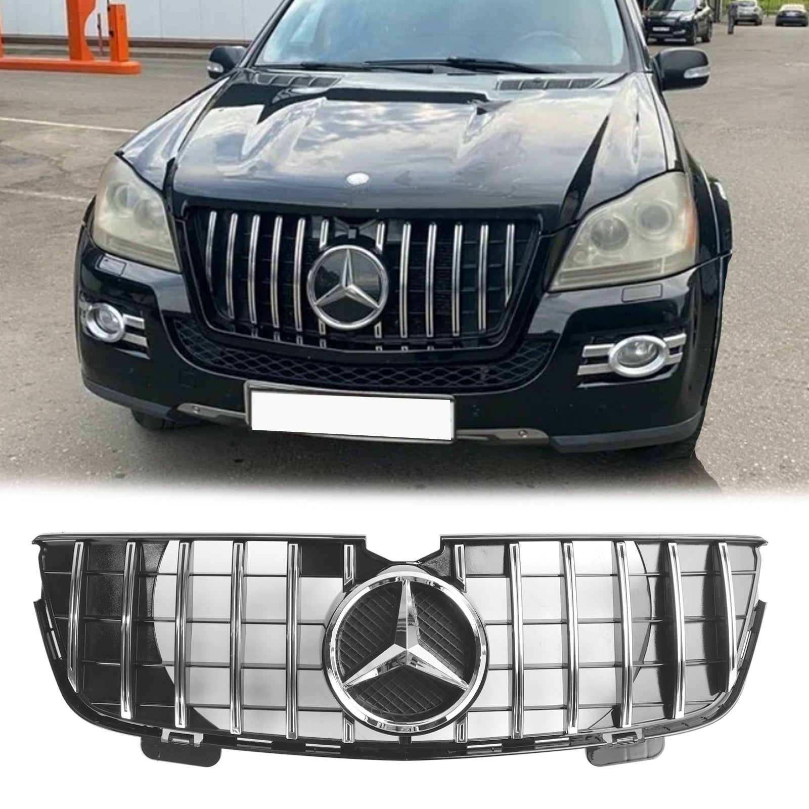 Grille de pare-chocs avant noire chromée Mercedes Benz Classe GL X164 GL450 2007-2009 GT