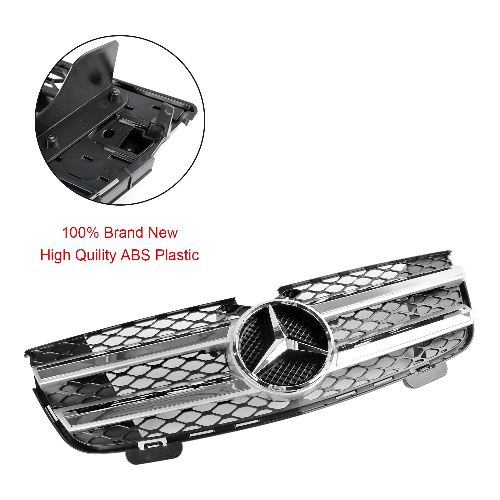 Grille de calandre avant pour Mercedes Benz Classe GL 2007-2009 X164 Grille de radiateur d'admission d'air Grille chromée pour pare-chocs