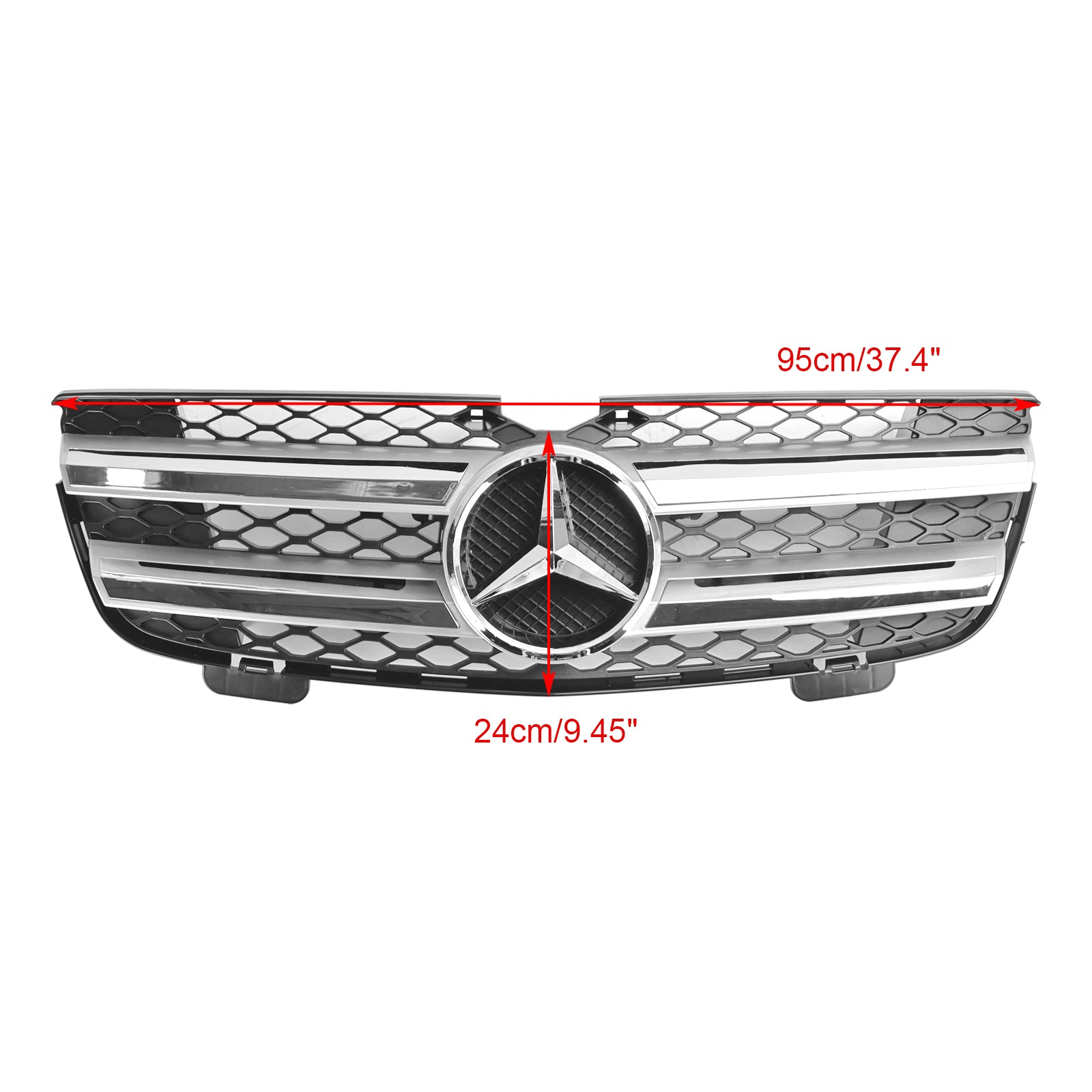 Grille de pare-chocs avant noire chromée pour Mercedes Benz Classe GL X164 GL450 2007-2009 - 0