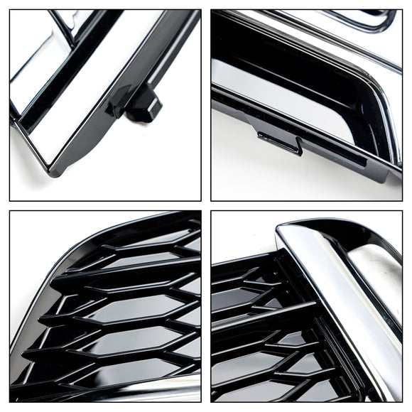 2017-2019 Audi A5 S-Line/S5 B9 Griglia fendinebbia a nido d'ape 2 pezzi Copertura inferiore paraurti anteriore Griglia nera