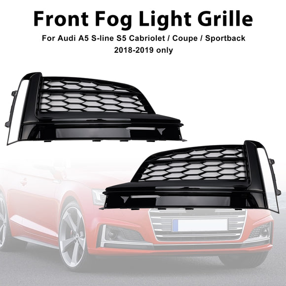 2017-2019 Audi A5 S-Line/S5 B9 Griglia fendinebbia a nido d'ape 2 pezzi Copertura inferiore paraurti anteriore Griglia nera