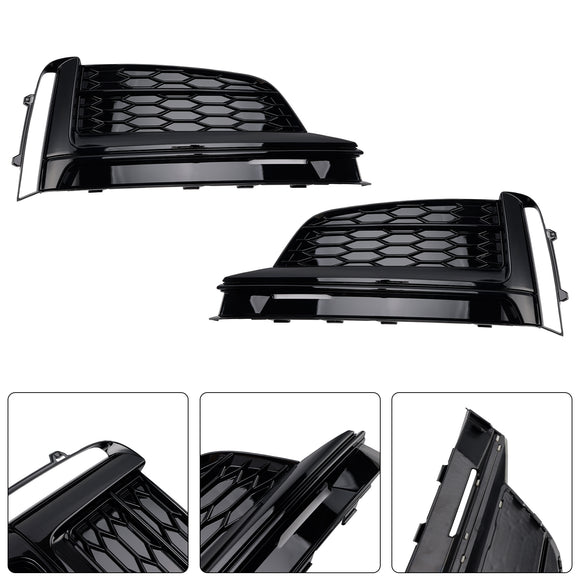 2017-2019 Audi A5 S-Line/S5 B9 Griglia fendinebbia a nido d'ape 2 pezzi Copertura inferiore paraurti anteriore Griglia nera