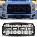 Parrilla estilo Raptor para Ford F150 2015-2017, repuesto de parachoques delantero, parrilla negra con LED & Carta-3