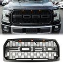 Parrilla estilo Raptor para Ford F150 2015-2017, repuesto de parachoques delantero, parrilla negra con LED & Carta-2
