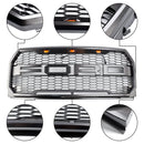 Griglia Raptor | 2015-2017 | Ford F150| Nero/Grigio | Griglia a nido d'ape per paraurti anteriore con LED-6