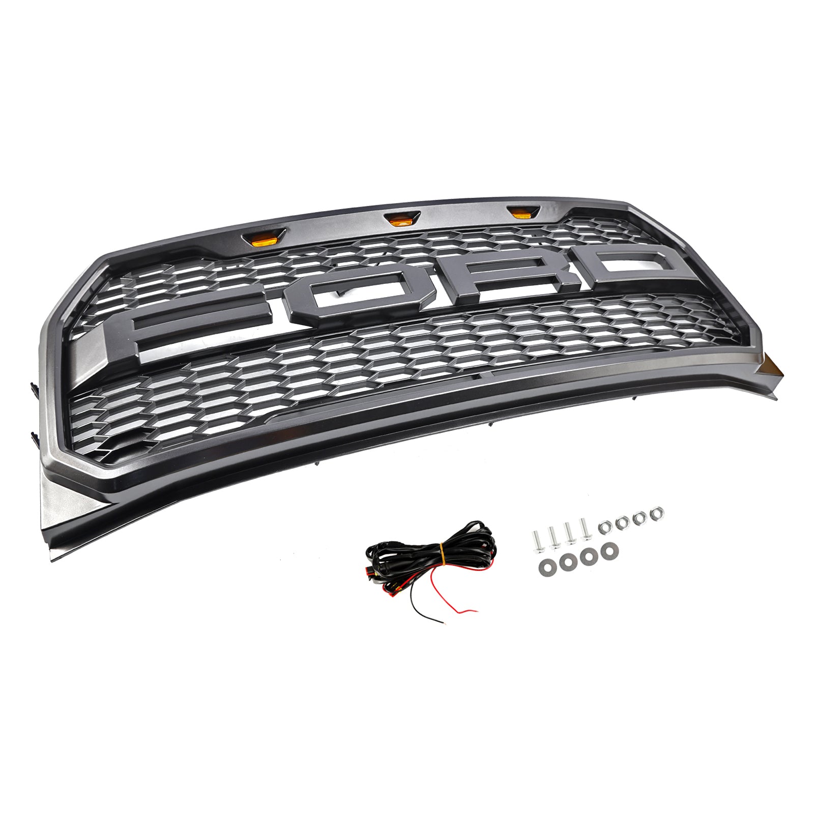 Raptor Grille | 2015-2017 | Ford F150 | Negro/gris | Grill de panal del parachoques delantero con LED