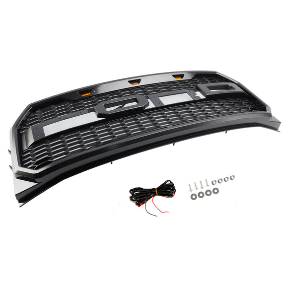 Parrilla Raptor | 2015-2017 | Ford F150 | Negro/Gris | Parrilla de panal de parachoques delantero con LED