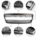 Ford F150 2004 2005 2006 2007 2008 Raptor Style Front Grill Mesh Hood Gray Black Grille With LED Light + FORD Letter-4