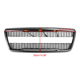 2004-2008 Ford F150 Front Bumper Mesh Hood Grill Raptor Style Gray Grille W/ LED & FORD Letter - 0