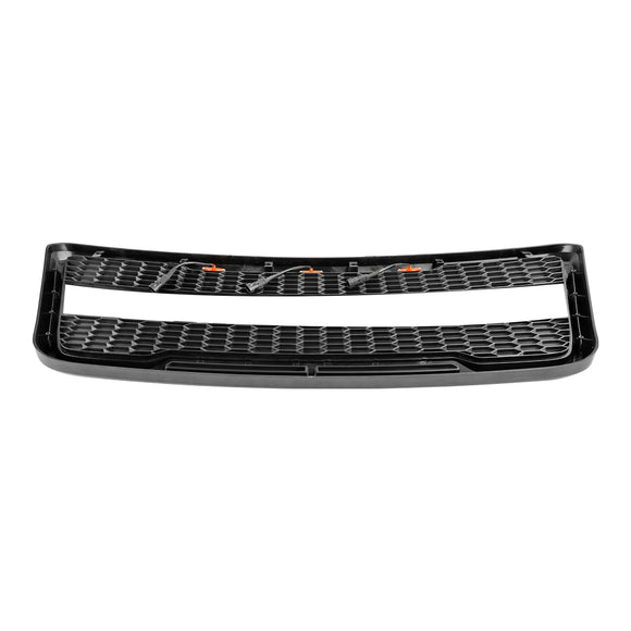 Ford F150 2004 2005 2006 2007 2008 Raptor Style Front Grill Mesh Hood Gray Black Grille With LED Light + FORD Letter