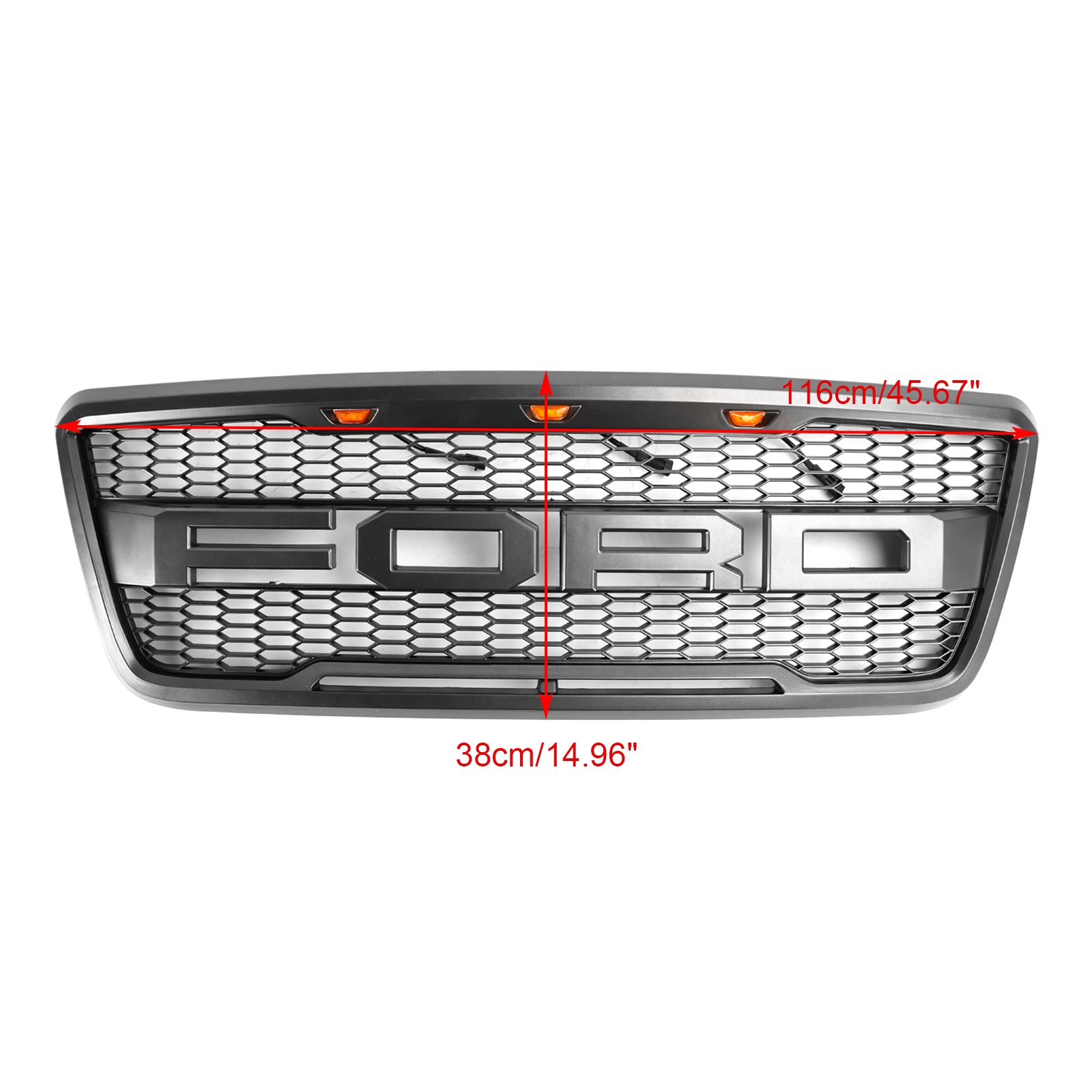 F150 Ford XLT/Lariat/FX4/King Ranch 2004-2008 Raptor Style Front Bumper Grill Black/Gray Grille W/LED