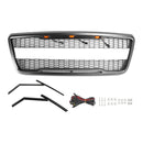 Ford F150 2004 2005 2006 2007 2008 Raptor Style Front Grill Mesh Hood Gray Black Grille With LED Light + FORD Letter-9