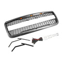 Ford F150 2004 2005 2006 2007 2008 Raptor Style Front Grill Mesh Hood Gray Black Grille With LED Light + FORD Letter-10