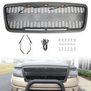 Ford F150 2004 2005 2006 2007 2008 Raptor Style Front Grill Mesh Hood Gray Black Grille With LED Light + FORD Letter-3