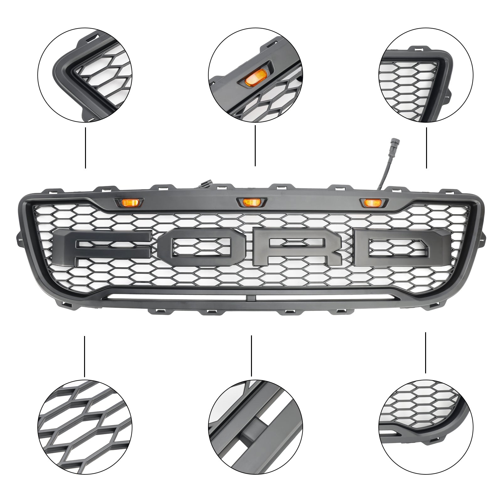 Parrilla delantera tipo panal de abeja estilo Raptor para Ford F150 XL/XLT/Lariat/King Ranch 1999-2003, color negro mate