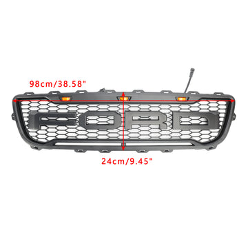 1999-2003 Ford F150 Raptor-stijl honingraat bumpergrille vooraan matzwart met led-verlichting & Brief - 0