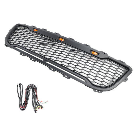 Ford F150 1999 2000 2001 2002 2003 Raptor style Grill Front Bumper Replacement Black Grille W/ LED Light & FORD Letter