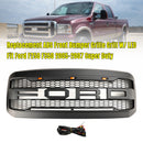 2005-2007 Ford F250 F350 Pare-chocs avant super résistant avec LED Raptor Grill Grille de remplacement noire-3