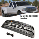 2005-2007 Ford F250 F350 Pare-chocs avant super résistant avec LED Raptor Grill Grille de remplacement noire-4