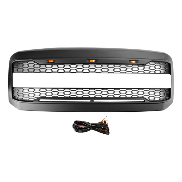 2005-2007 Ford F250 F350 Super Duty Front Bumper W/ LED Raptor Grill Black Replacement With FORD Letter Grille