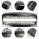 2008-2010 Ford F250 F350 F450 Super Duty Front Bumper W/ LED Lights Raptor Grill Replacement Black Grille With FORD Letter-3