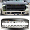2008-2010 Ford F250 F350 F450 Super Duty Front Bumper W/ LED Lights Raptor Grill Replacement Black Grille With FORD Letter-1