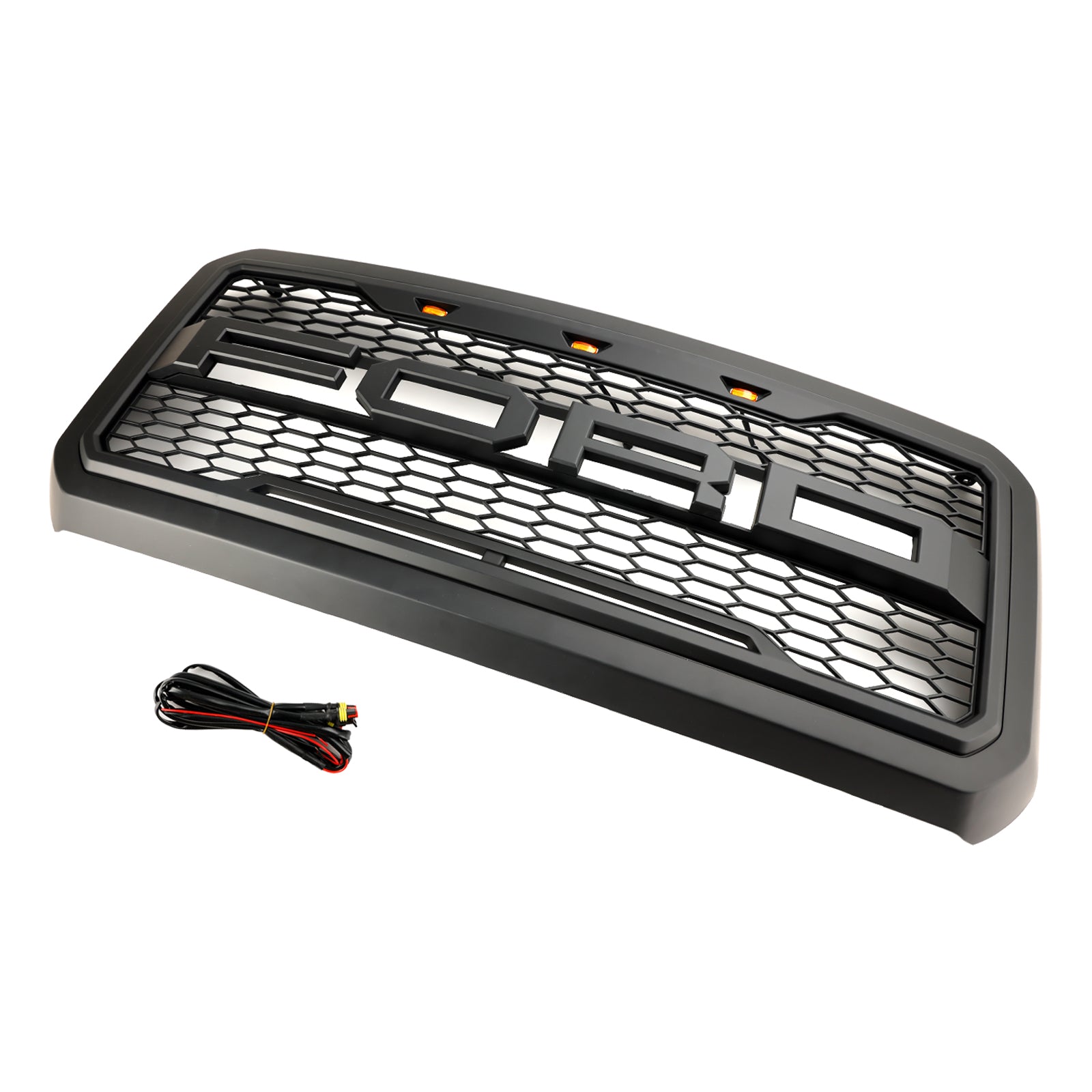 Reemplazo de rejilla de parachoques delantero con LED negro para Ford F250/350/450/550 Super Duty 2011-2016