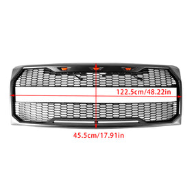 Raptor Style Grill | 2009-2014 | Ford F150 | Gray Black | Front Bumper Replacement Grille W/ LED + FORD Letter - 0