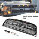 Ford F150 | Parrilla estilo Raptor | 2009-2014 | Con luz LED | Parachoques delantero | Parrilla tipo panal en negro mate, negro brillante y gris-32