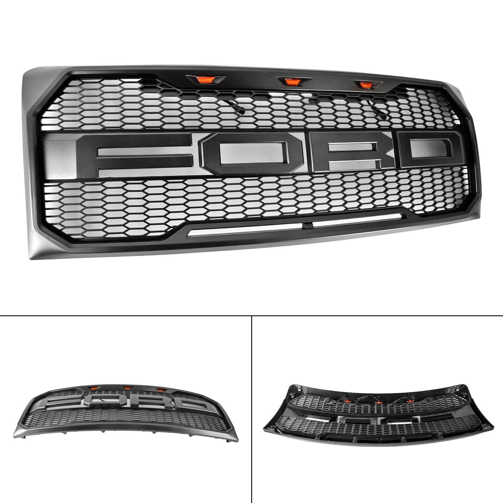 Ford F150 | Raptor Style Grille | 2009-2014 | W/ LED Light | Front Bumper | Matte Black / Glossy Black / Gray Honeycomb Grill